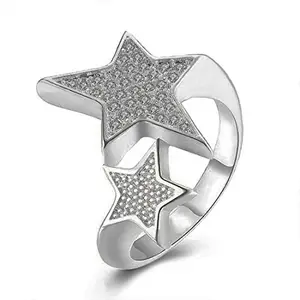 Jewels Galaxy Delicate Star AD Adjustable Ring Jewellery For Women (Silver) (SMNJG-RNG-5194)