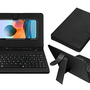 ACM Keyboard Case Compatible with Xiaomi Redmi Note 10 Pro Max Mobile Flip Cover Stand Direct Plug & Play Device for Study & Gaming Black