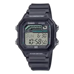 Casio Men Resin Digital Black Dial Watch-Ws-1600H-8Avdf, Band Color-Black