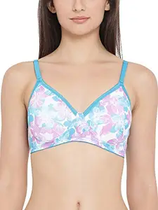 Clovia Women's Padded Non-Wired Floral Print T-Shirt Bra (BR1464A18_White_40C)