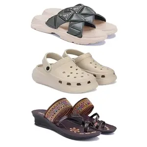 Women's Comfortable Sandal,Casual Lightweight Sandal for Everyday Wear | BT-(3-COMBO)-1891-OO1-1951-7-EURO-38