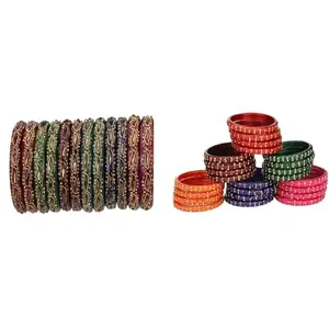 Somil Combo Bangles Set For Women & Girls | Multi-Color Chudi | Wedding, Festival, Daily & Occasion Use, Pack Of 36, Multicolor -D200
