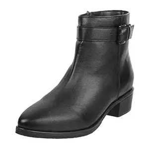 Mochi Women Black Leather Ankle Boot UK/4 EU/37 (31-69)