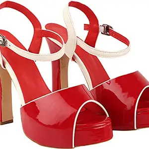 Shoetopia Do Bhai Stiletto Fashion Sandals for Womens Red