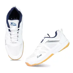 PRO ASE Badminton Shoes for Mens- Indoor Non-Marking Badminton Training Shoes for Mens & Boys (White, UK 03)