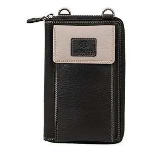 Hibiscuss Stylish Women's Leather Sling Wallet with Convenient Mobile Pocket Black