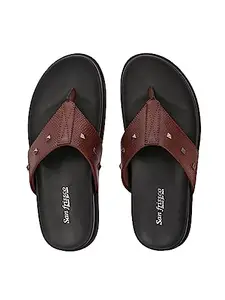 San Frissco Men's Sandal with Cushioned Footbed/Ultra Soft Lightweight Durable Chappal with Bounce Back Upper Material/Festive Ethnic Wedding Slip on Slippers for Men - 11 (Brown)