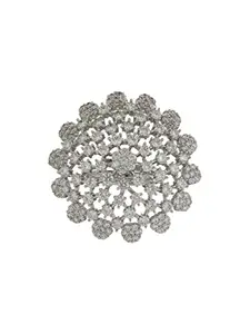 Priyaasi Floral American Diamond Silver-Plated Cocktail Ring For Women
