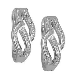 ZAVYA 925 Sterling Silver Cubic Zirconia Modern Silver Plating Stud Earrings | | Gift for Women and Girls | With Certificate of Authenticity and 925 Hallmark