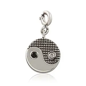 FOURSEVEN Jewellery 925 Sterling Silver Yin and Yang Charm Pendant, Fits in Bracelets and Necklace for Men and Women