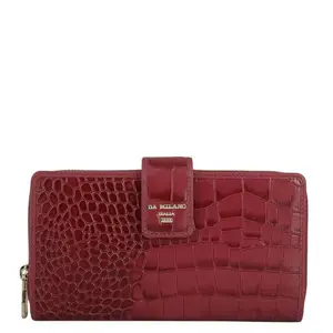 Da Milano Flap Leather Wallet for Women - Purple