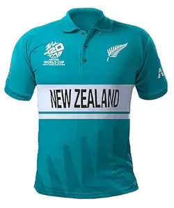 Newzealand T20 2023 Jersey (Half Sleeves) (with Your Name & Number, 50 (Around 108 KG)) Blue Black