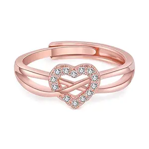 Shining Diva Fashion Valentine Gift for Girlfriend Latest Stylish Rose Gold Plated Adjustable Solitaire Ring for Women and Girls (11923r)