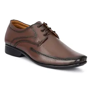 Enow Comfortable Derby Lace up Formal Shoes for Men FOR-008-BRN-9 Brown