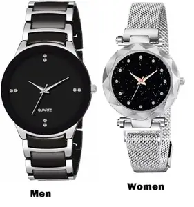LAKSH Black Couple Watch(SR-274) AT-2741(Pack of-2)