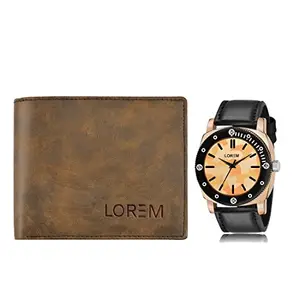 LOREM LOREM Combo of Men Watch & Artificial Leather Wallet-FZ-WL25-LR52