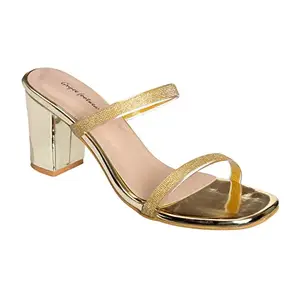 Stepee Women's/Girls Stylish Party/Wear Comfortable Fashion Heel Sandal (GOLD, numeric_8)