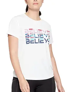Clovia Women's Comfort Fit Activewear Short Sleeves Sports T-Shirt (AT0160A18_White_XXL)