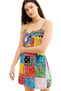 Tandul Women's Dress - Multicolor Dress, A-Line Quirky Dress for Women (7363) Small Size