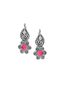 Anuradha Art Jewellery Anuradha Arts Latest Pink Colour Silver Finish Oxidized Bugadi for Women