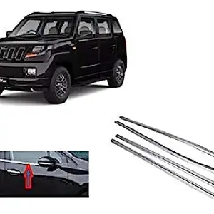 Empica Stainless Steel Chrome Finish Car Window Lower Garnish Line Silver Molding Beading Compatible with Mahindra Tuv 300 (Set of 4)