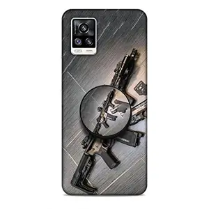 Screaming Ranngers Designer Printed Hard Plastic Matt Finish Mobile Case Back Cover with Mobile Holder for Vivo V20 (Guns)