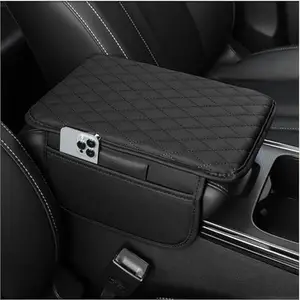 ZOCKRIX Universal PU Leather Handbrake & Center Console Armrest Cover with Two Mobile Pockets – Cushioned Rest for Cars, SUVs & Trucks for Style & Driving Comfort