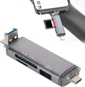 HB PLUS 3 in 1 USB C Camera Memory Card Reader, an Ultra Slim Plug-and-Play Memory Card Reader That can be Used for Phones, laptops, and Other Devices.