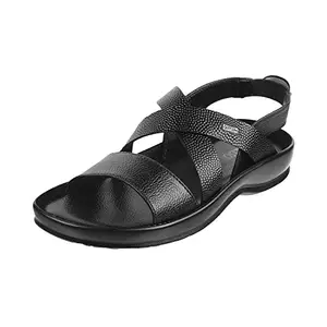 Metro Mens Leather Black Sandals (Size (9 UK (43 EU))