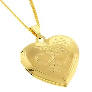 Memoir Brass Gold Heart shape Photo pendant locket Love gift Men Women
