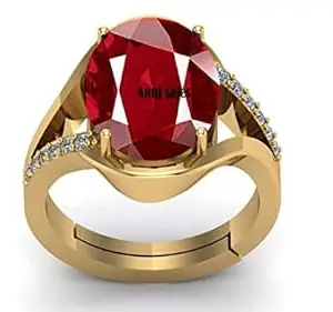 AYUSH GEMS 18.00 Ratti 17.50 Carat A+ Quality Natural Burma Ruby Manik Unheated Untreatet Gemstone Gold Ring for Women's and Men's(GGTL Lab Certified)