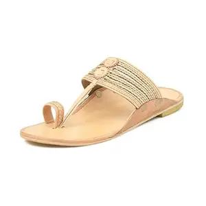 Comfertkart Leather Kolhapuri Chappals for Men | Stylish & Comfortable Handmade Leather Slipper, Kolhapuri's Chappal for Mens (CREAM, 8)