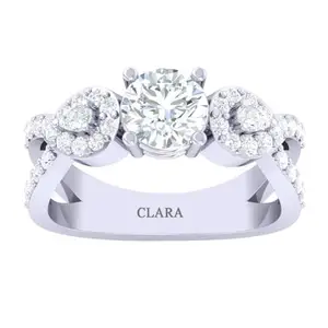 CLARA Made with Swiss Zirconia 925 Sterling Silver Round Solitaire Ring Gift for Women and Girls