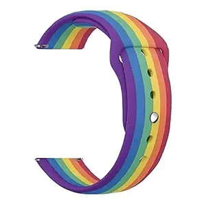 MELFO 22mm Smart Watch Strap Compatible with Fossil Gen 6 44mm Rainbow Silicone - Rainbow