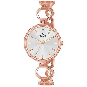 Aglance 2700 BL Rose Gold Design for Girls ana Women | Dial Metal Watch Bracelet for Women Wrist Watch Strap Analogue(Gold White)