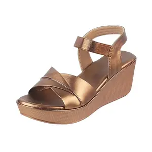 Mochi Women Antic Gold Wedge Heel Fashion Sandal UK/5 EU/38 (34-175)