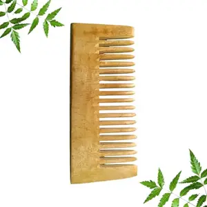 Kachhi neem Small wide tooth shampoo wooden comb curly hair (Pack of 1)