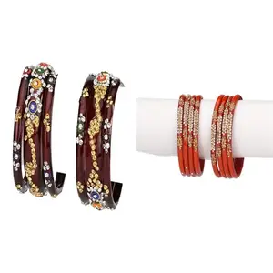 Somil Elegant Combo Bangles For Women & Girls | Stylish Bangles Set For Everyday & Functions, Pack Of 14, Maroon, Red -B484
