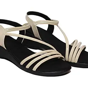 Right Steps Women's Fashion Sandals|Sandals for Girls| Ankle Strap Sandals| Women Footwear (Cream, numeric_8)