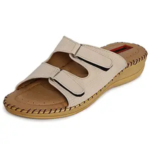 1 WALK Comfortable DR Sole Women-Flats/Sandals/Fancy WEAR Original/Casual Footwear-Beige@2121C-36