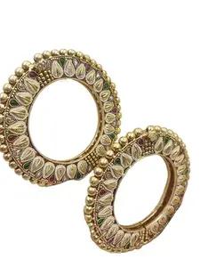 MEHAK CURATORS Rajwadi Gold Plated Screw Pacheli Meenakari Paan Design Bangles Kada for Women and Girls Set of 2 (2.8)