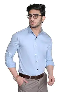 LACZO Men's Shirt Office wear Cutaway Collar Shirt. Blue