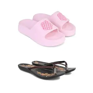 WINGSCRAFT-Premium Comfortable Regular Wear Slider for Women with Stylish Flats Fashion Slippers for women's & Girls Combo-O17-O19-6