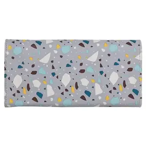 ShopMantra Wallet for Women's |Clutch |Vegan Leather | Holds Upto 11 Cards 1 ID Slot | 2 Notes & 1 Coin Compartment | Magnetic Closure|Multicolor (Grey-Blue)