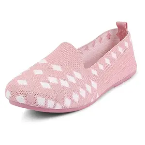 Xenaro Memory Foam Women's Casual Knitted Slip-On Belly Shoes | Comfortable Lightweight Bellies/Fabric Juttis for Office Travel for Girls and Ladies | Jade Peach| 7 | Sizes 4-9