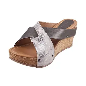 Metro Women's Gun Metal Synthetic Sandals 5-UK (38 EU) (34-9901)