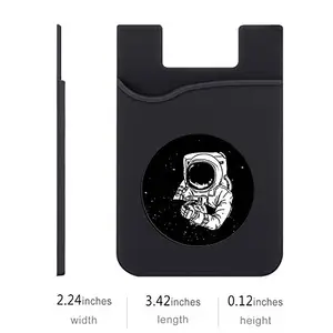 Plan To Gift Set of 3 Cell Phone Card Wallet, Silicone Phone Card Id Cash Wallet with 3M Adhesive Stick-on Moon in Space Man Printed Designer Mobile Wallet for Your Phone & Tablet