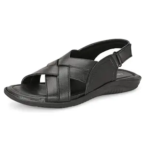 Centrino Sandal for Men | Enhanced Grip Insole for Superior Stability | Modern & Stylish Design with Adjustable Straps | Lightweight & Comfortable Footwear for All-Day Wear 9778_BLACK_7 UK