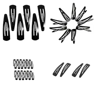 Hair Clips for Girls (24 Pcs) – 5cm Matte Black Hair Pins for Women & Teens, Non-Slip Metal Snap Barrettes for Thick & Thin Hair, Strong Grip Clips for Daily Use, School, Parties & Styling
