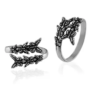 ADMIER Oxidised silver Plated Brass triple Butterfly design adjustable Toering For Girl Women(ACTR0174)